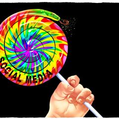Pedro X. Molina cartoon depicting snake as lollipop 
