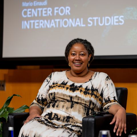 Jemisin reacts during panel Bartels fall 2023